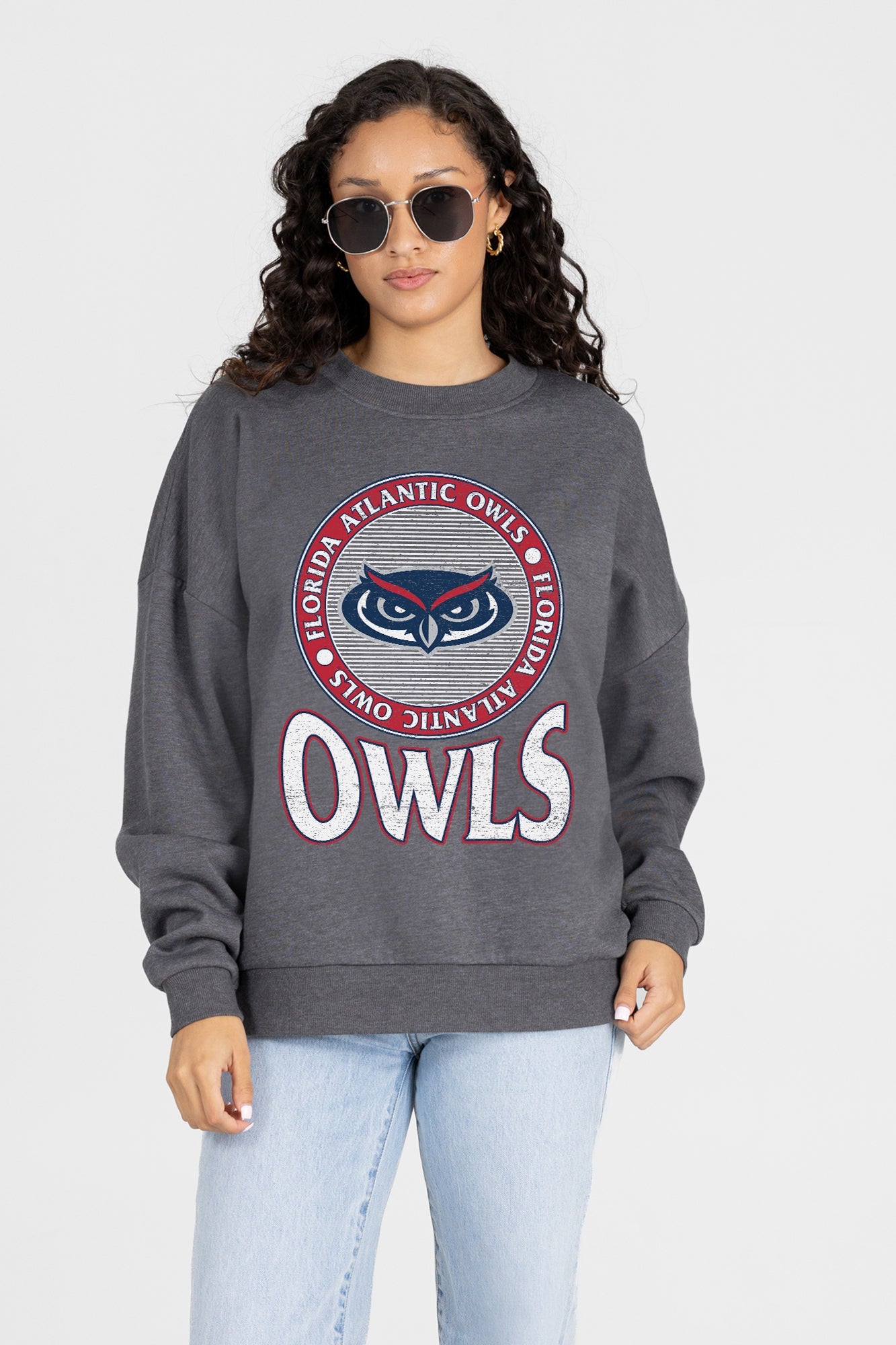 FLORIDA ATLANTIC OWLS SATURDAY SEAL PREMIUM FLEECE DROP SHOULDER CREWNECK PULLOVER