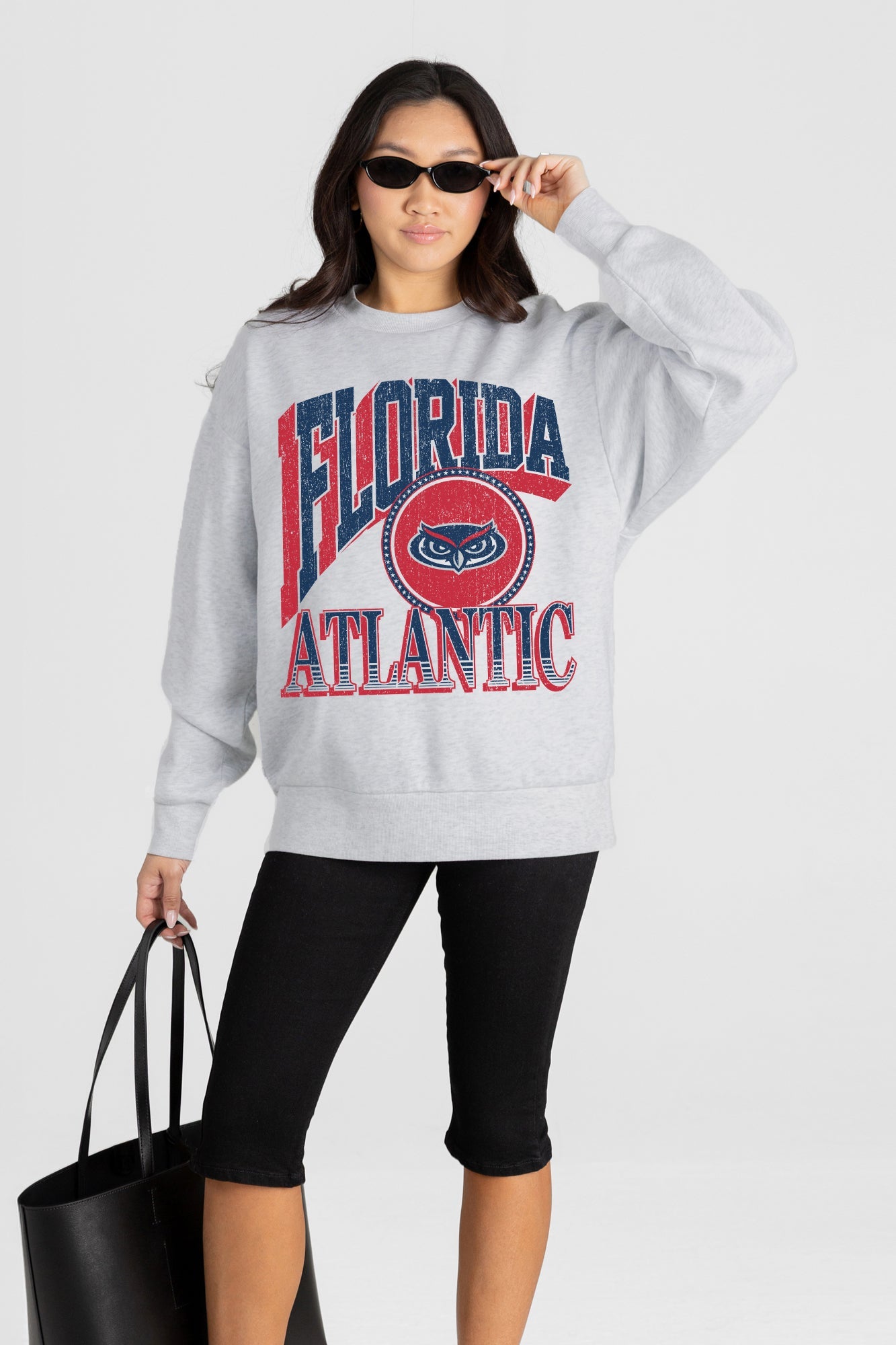 FLORIDA ATLANTIC OWLS GAME ON PREMIUM FLEECE DROP SHOULDER CREWNECK PULLOVER