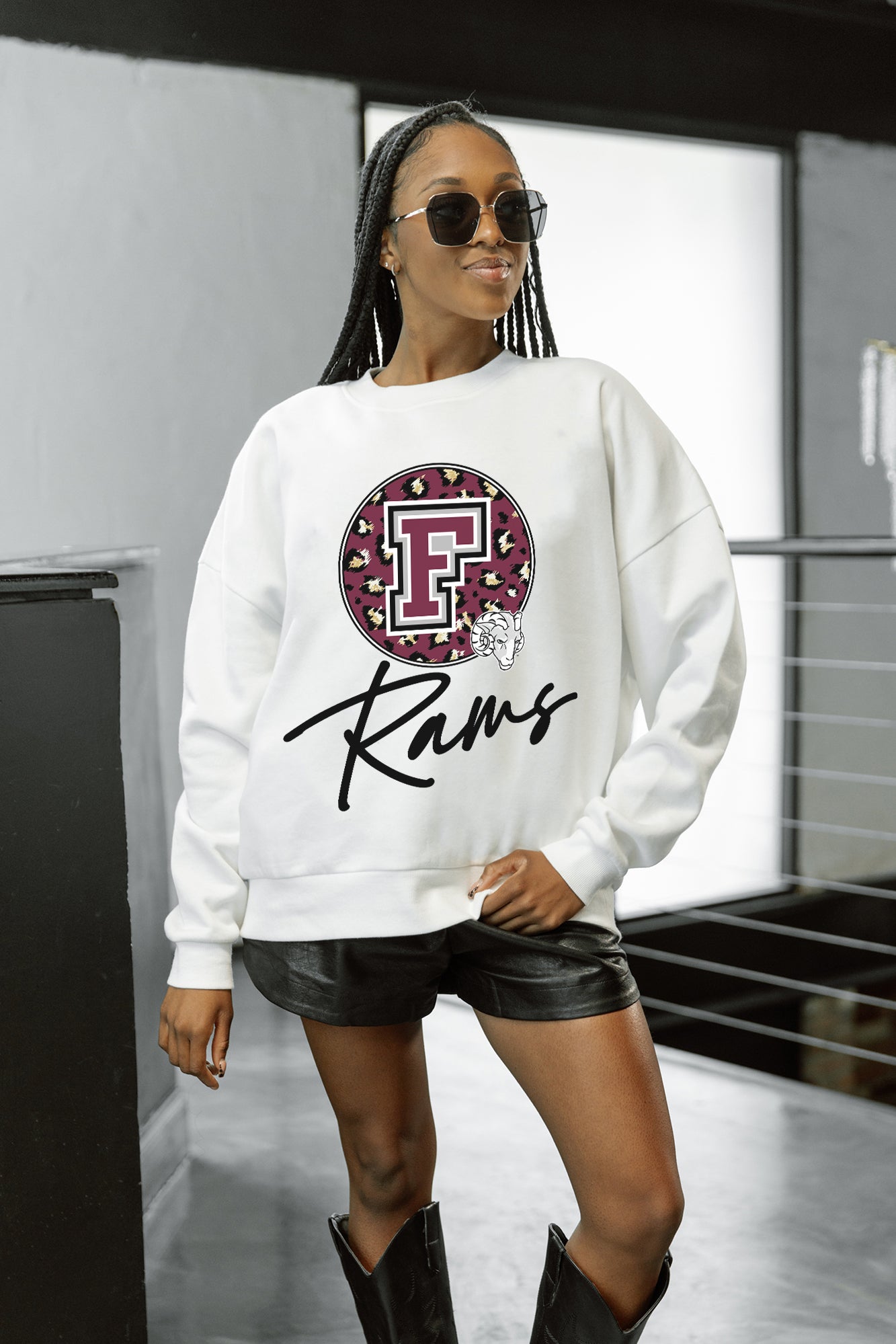 FORDHAM RAMS WILD BREAKTHROUGH PREMIUM FLEECE CREWNECK PULLOVER