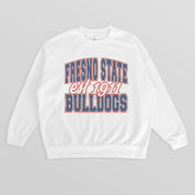 FRESNO STATE BULLDOGS FADED FORMATION PREMIUM FLEECE DROP SHOULDER CREWNECK PULLOVER