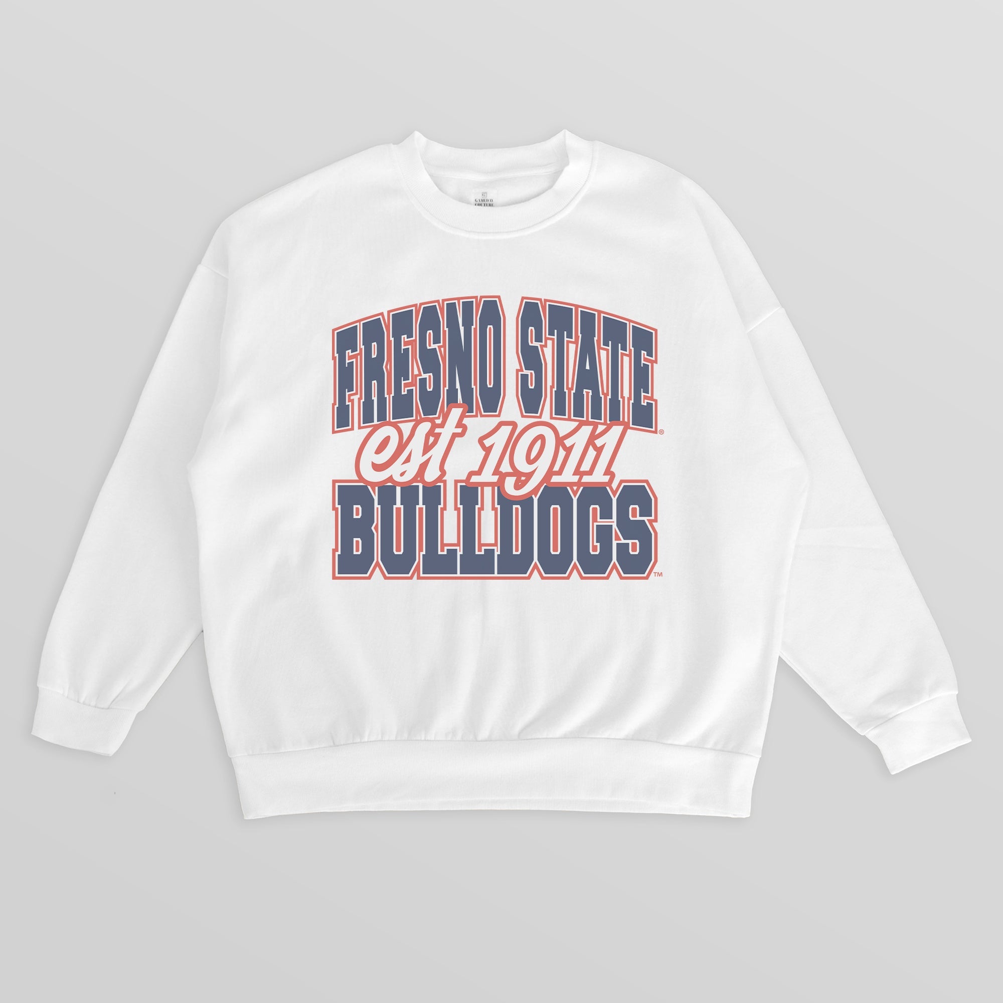 FRESNO STATE BULLDOGS FADED FORMATION PREMIUM FLEECE DROP SHOULDER CREWNECK PULLOVER