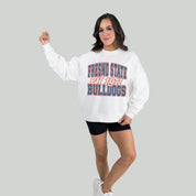 FRESNO STATE BULLDOGS FADED FORMATION PREMIUM FLEECE DROP SHOULDER CREWNECK PULLOVER