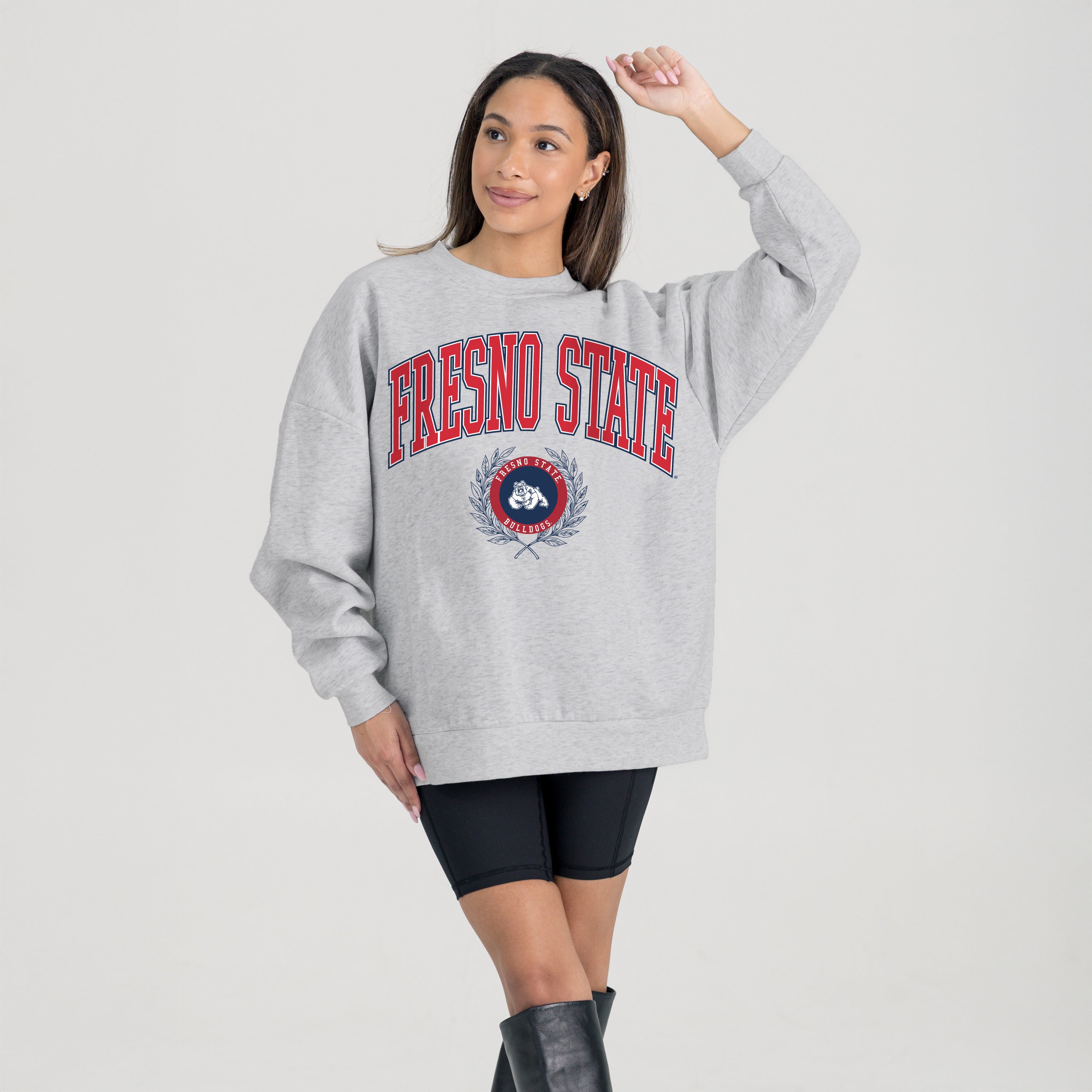 FRESNO STATE BULLDOGS TRADITION REFINED PREMIUM FLEECE CREWNECK PULLOVER