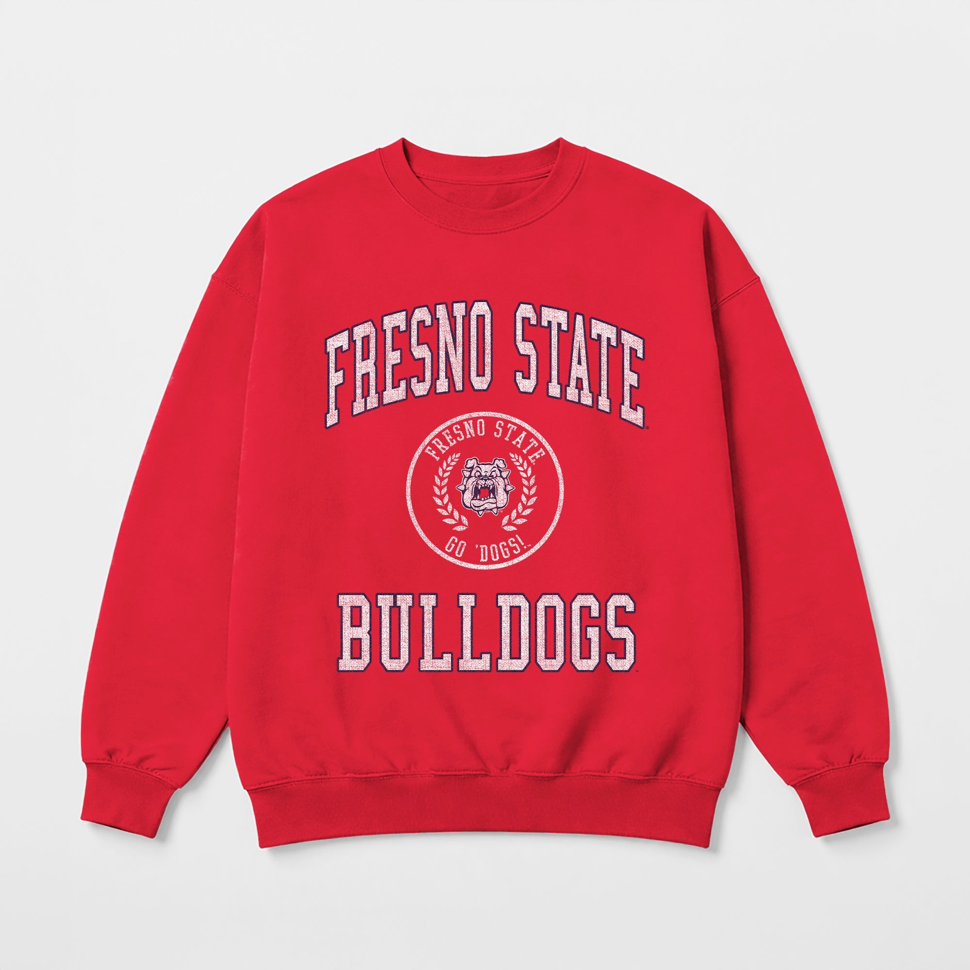 FRESNO STATE BULLDOGS PRIME PLAY PREMIUM FLEECE DROP SHOULDER CREWNECK PULLOVER