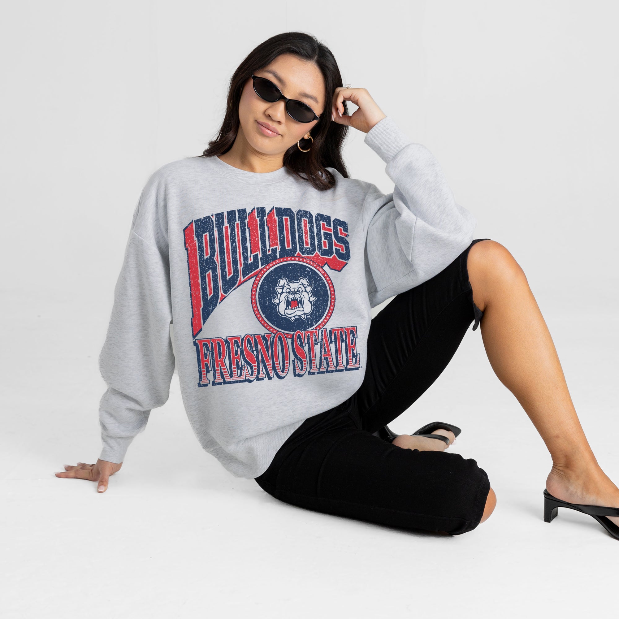 FRESNO STATE BULLDOGS GAME ON PREMIUM FLEECE DROP SHOULDER CREWNECK PULLOVER