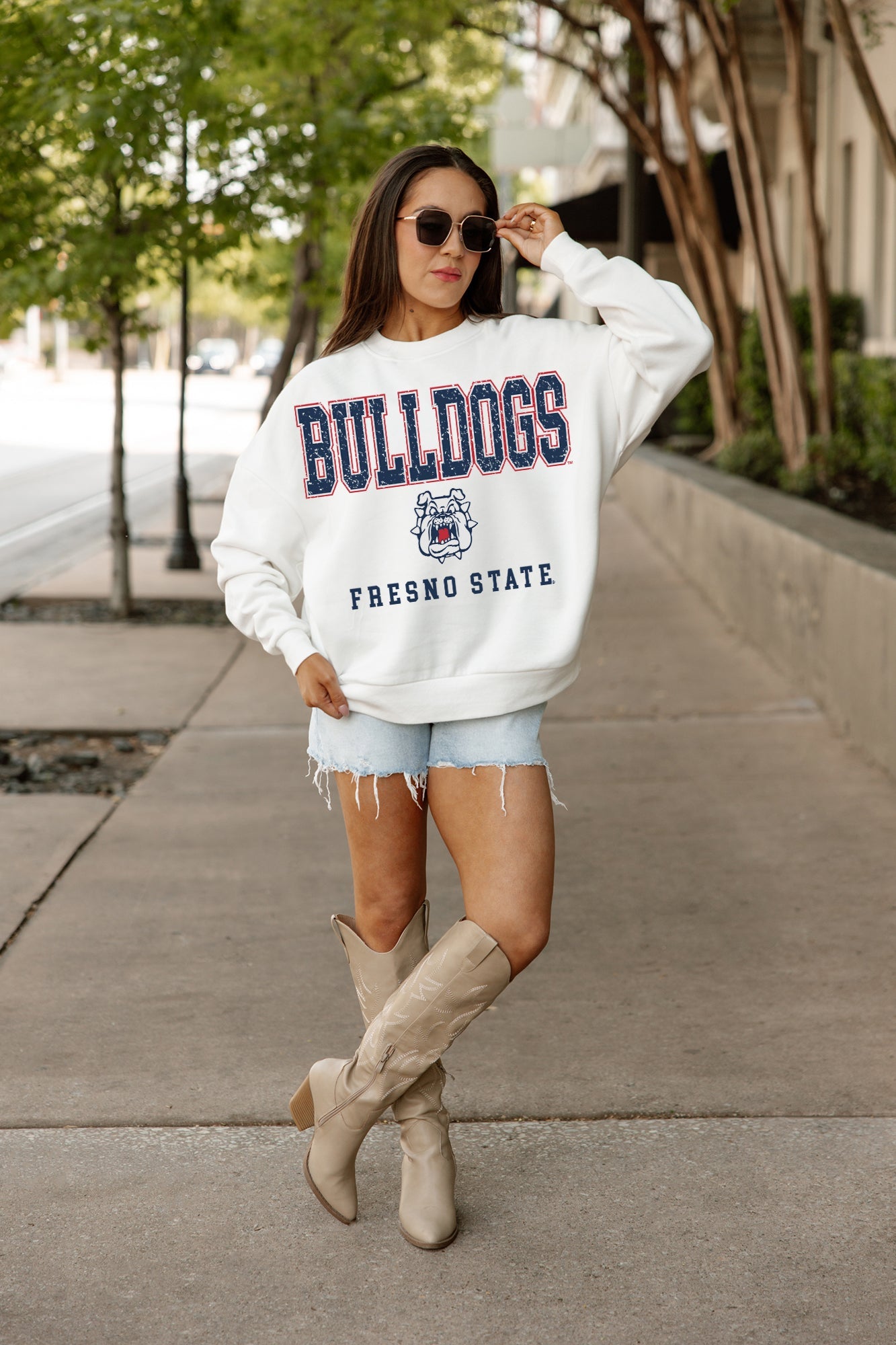 FRESNO STATE BULLDOGS FREESTYLE PREMIUM FLEECE CREWNECK PULLOVER