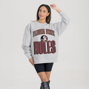 FLORIDA STATE SEMINOLES FIERCE FOCUS PREMIUM FLEECE DROP SHOULDER CREWNECK PULLOVER