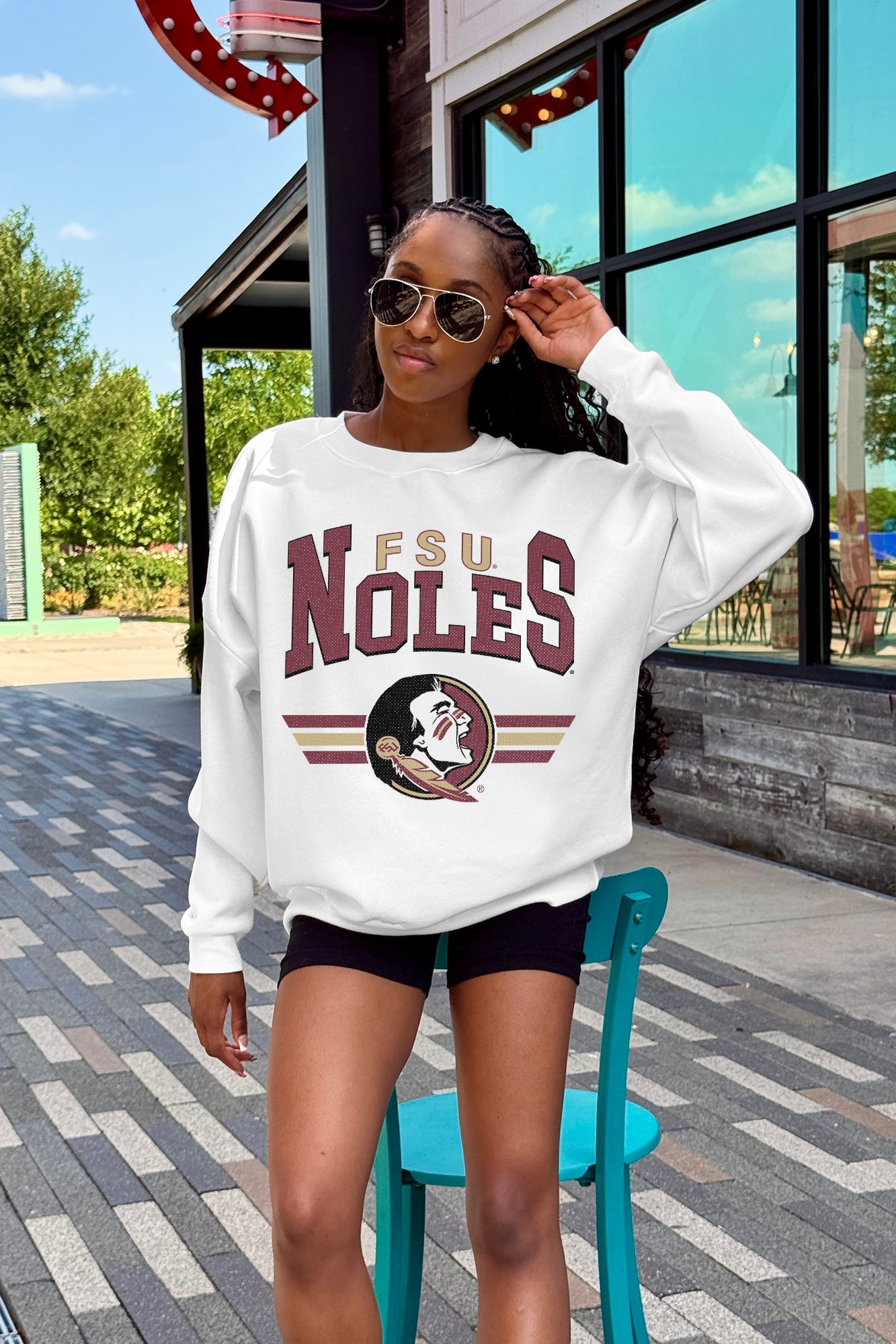 FLORIDA STATE SEMINOLES SWIFT STRIKE PREMIUM FLEECE DROP SHOULDER CREWNECK PULLOVER