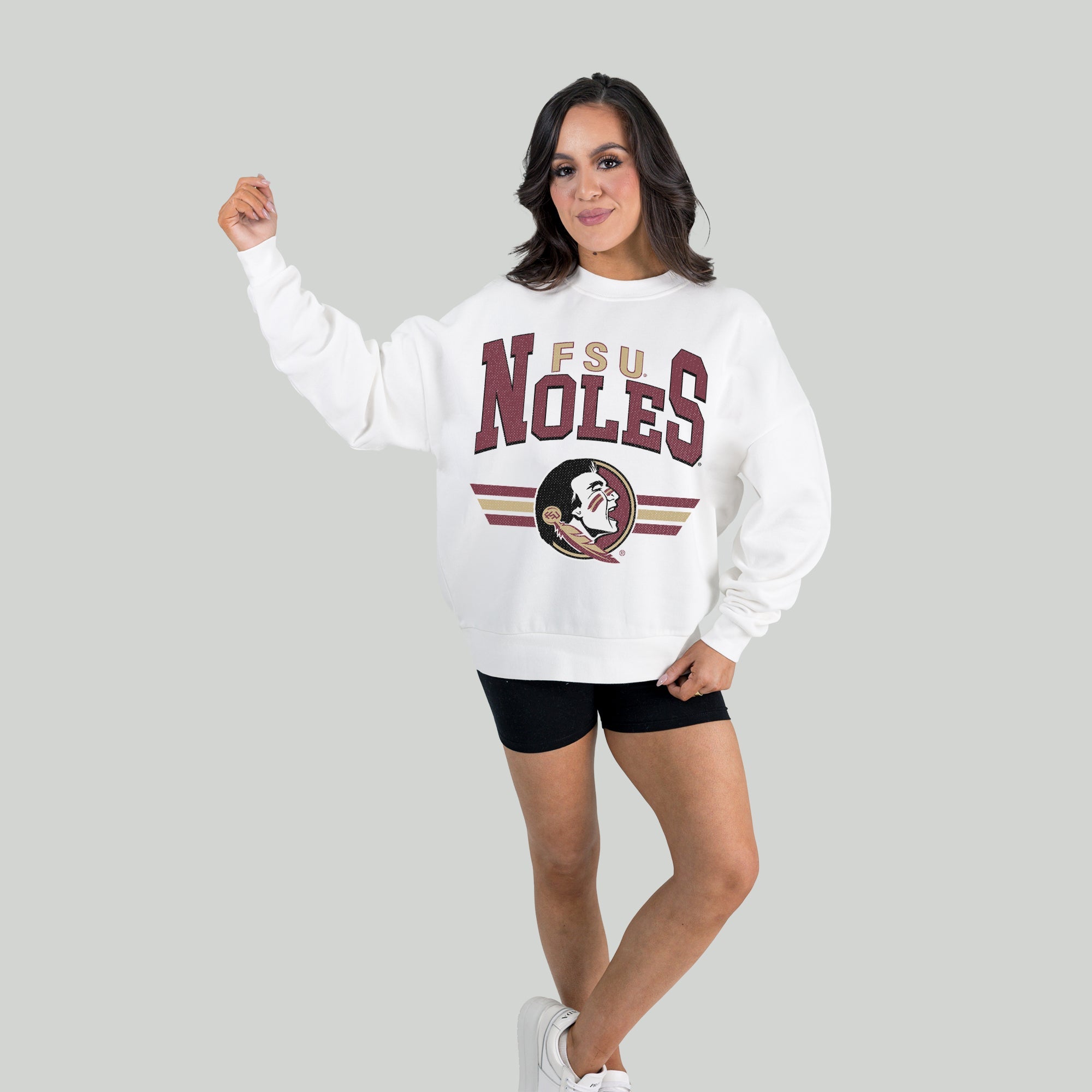 FLORIDA STATE SEMINOLES SWIFT STRIKE PREMIUM FLEECE DROP SHOULDER CREWNECK PULLOVER