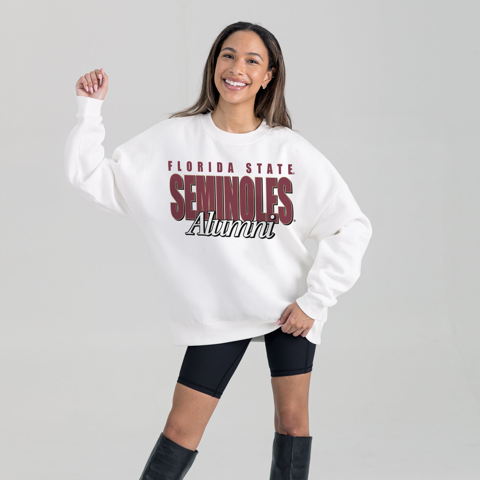FLORIDA STATE SEMINOLES ALUMNI ERA PREMIUM DROP SHOULDER FLEECE CREWNECK PULLOVER