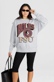 FLORIDA STATE SEMINOLES GAME ON PREMIUM FLEECE DROP SHOULDER CREWNECK PULLOVER