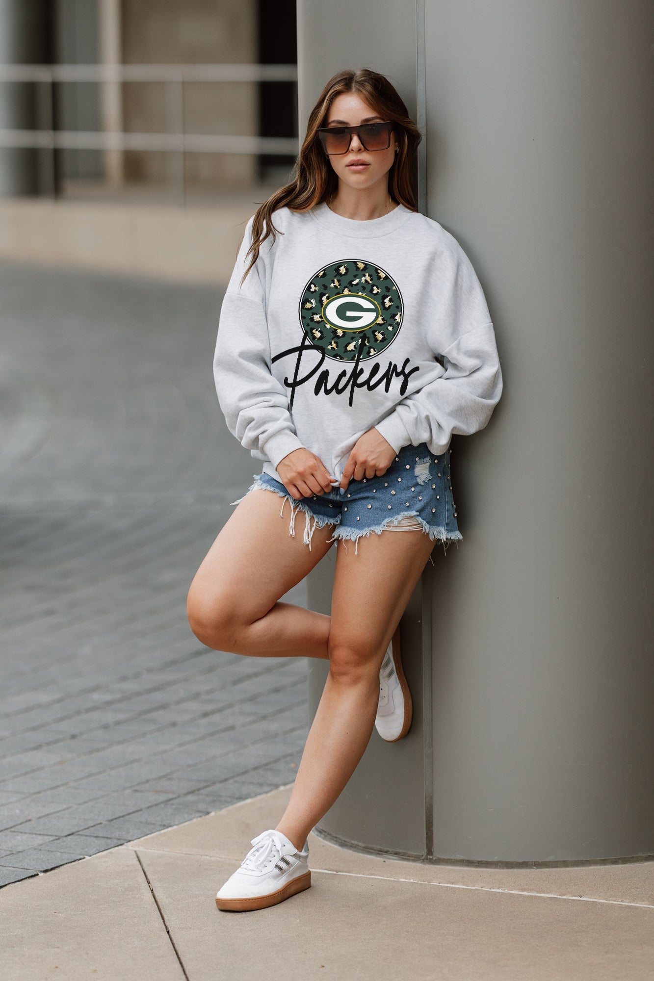 GREEN BAY PACKERS GOING WILD PREMIUM FLEECE DROP SHOULDER CREWNECK PULLOVER