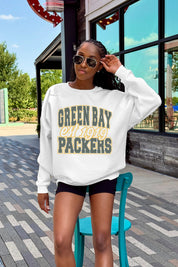 GREEN BAY PACKERS FADED FORMATION PREMIUM FLEECE CREWNECK PULLOVER
