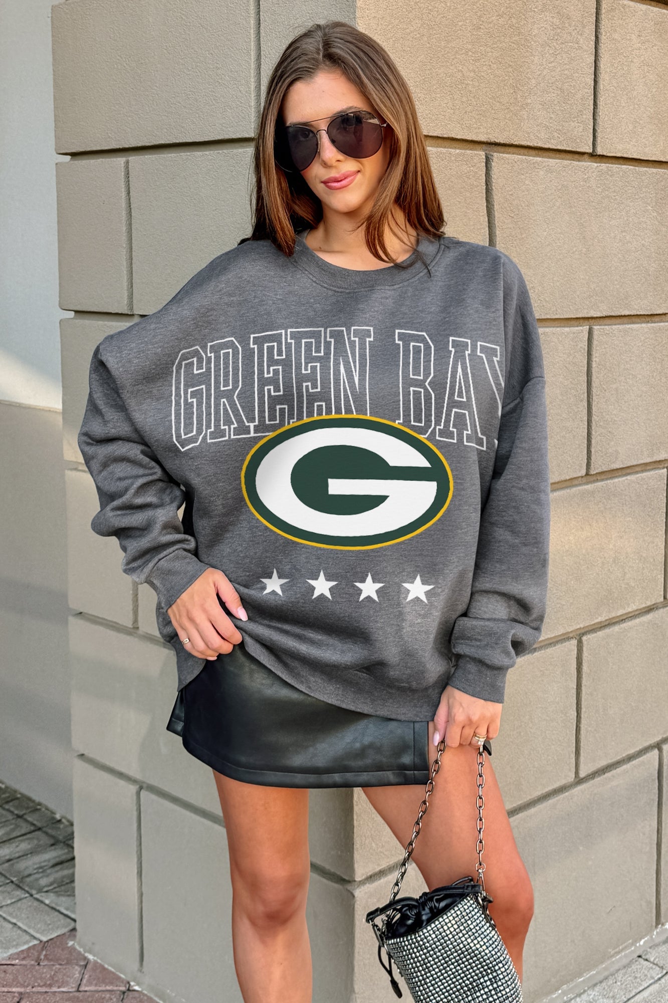 GREEN BAY PACKERS RISING STAR PREMIUM FLEECE CREWNECK PULLOVER
