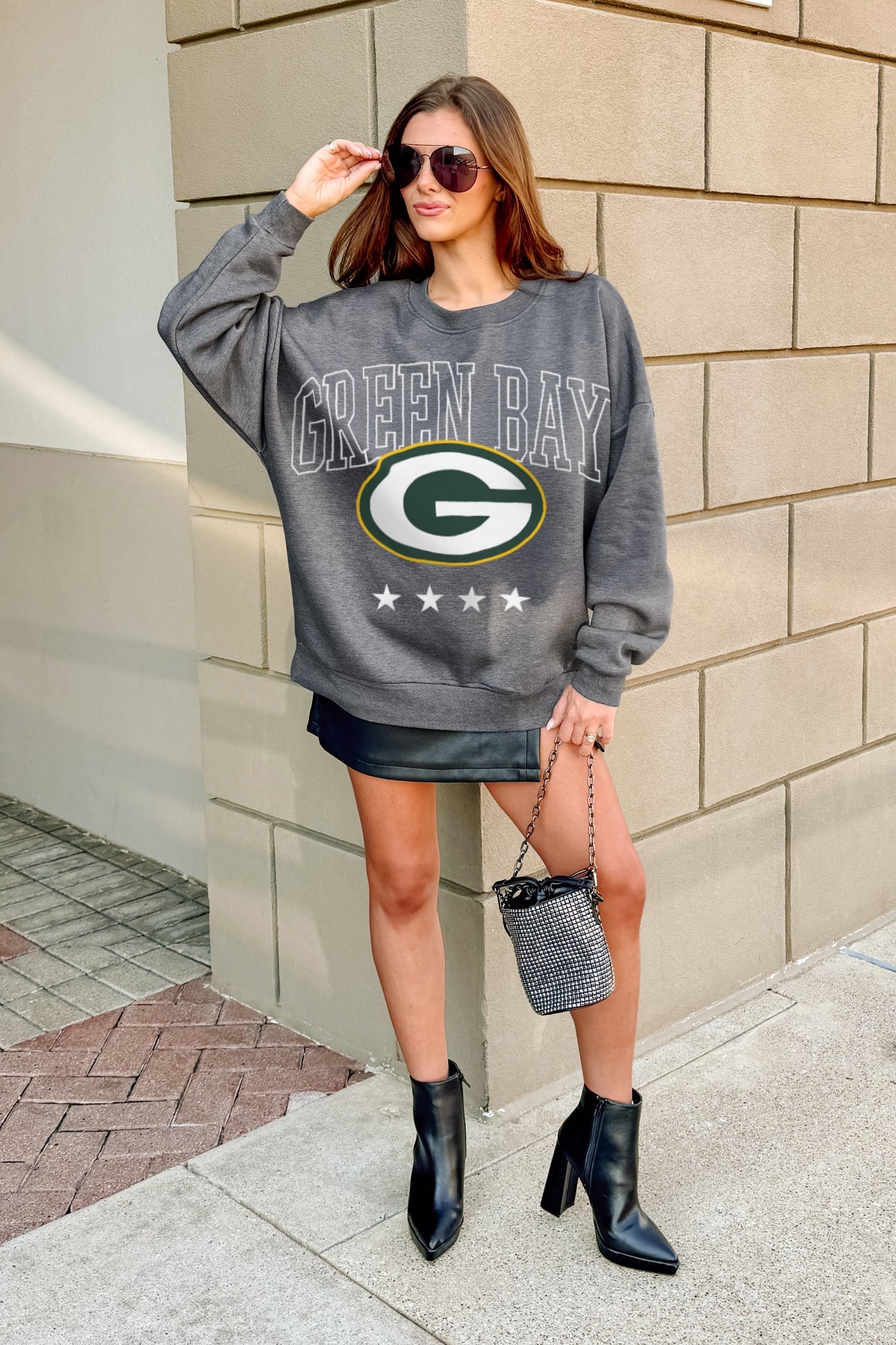 GREEN BAY PACKERS RISING STAR PREMIUM FLEECE CREWNECK PULLOVER