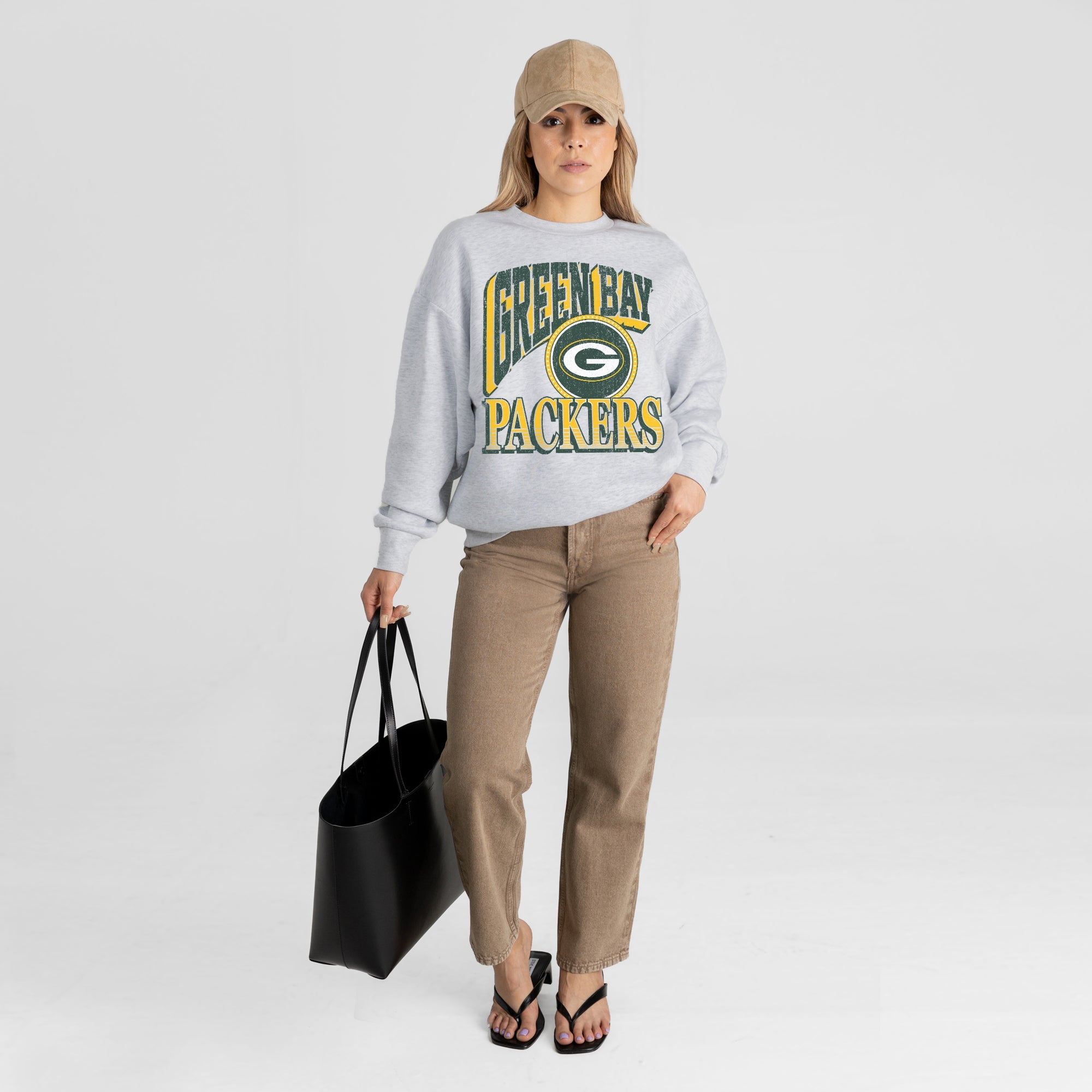 GREEN BAY PACKERS GAME ON PREMIUM FLEECE DROP SHOULDER CREWNECK PULLOVER