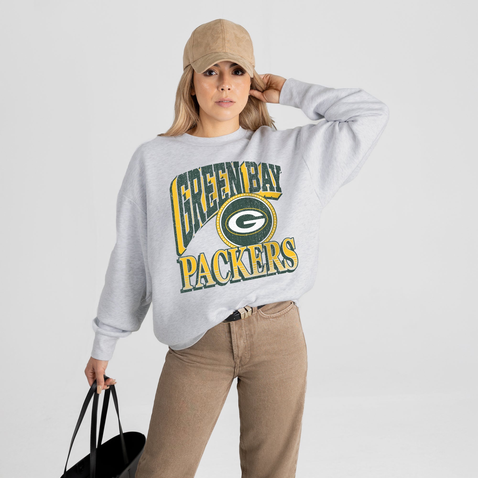 GREEN BAY PACKERS GAME ON PREMIUM FLEECE DROP SHOULDER CREWNECK PULLOVER