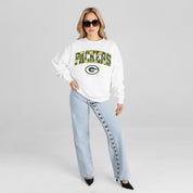 GREEN BAY PACKERS SWEET PLAY PREMIUM FLEECE DROP SHOULDER CREWNECK PULLOVER