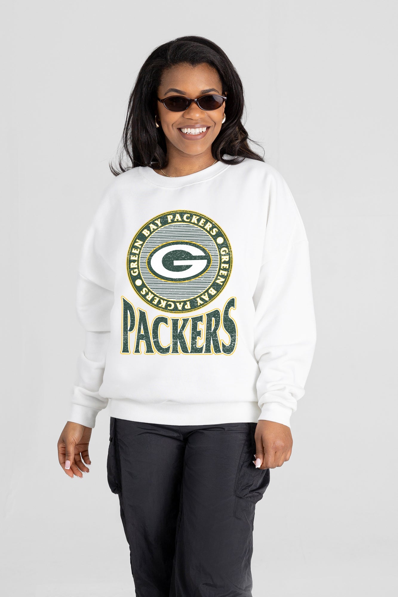 GREEN BAY PACKERS ENDZONE PREMIUM FLEECE DROP SHOULDER CREWNECK PULLOVER