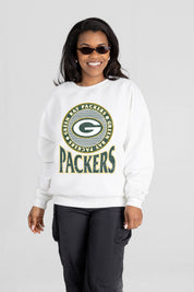 GREEN BAY PACKERS ENDZONE PREMIUM FLEECE DROP SHOULDER CREWNECK PULLOVER