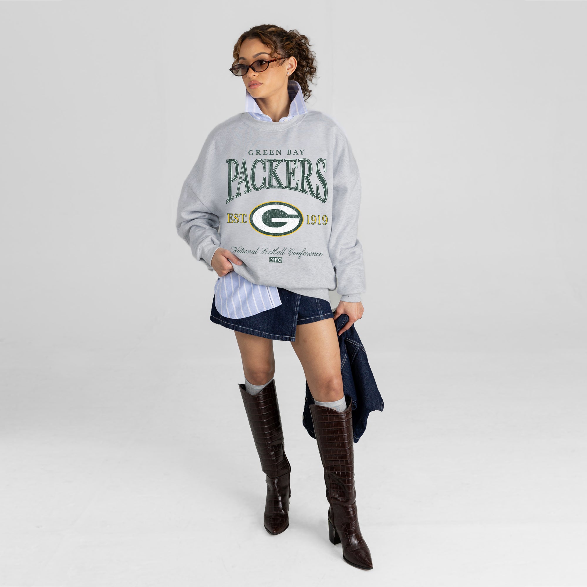 GREEN BAY PACKERS INSTANT CLASSIC PREMIUM FLEECE DROP SHOULDER CREWNECK PULLOVER