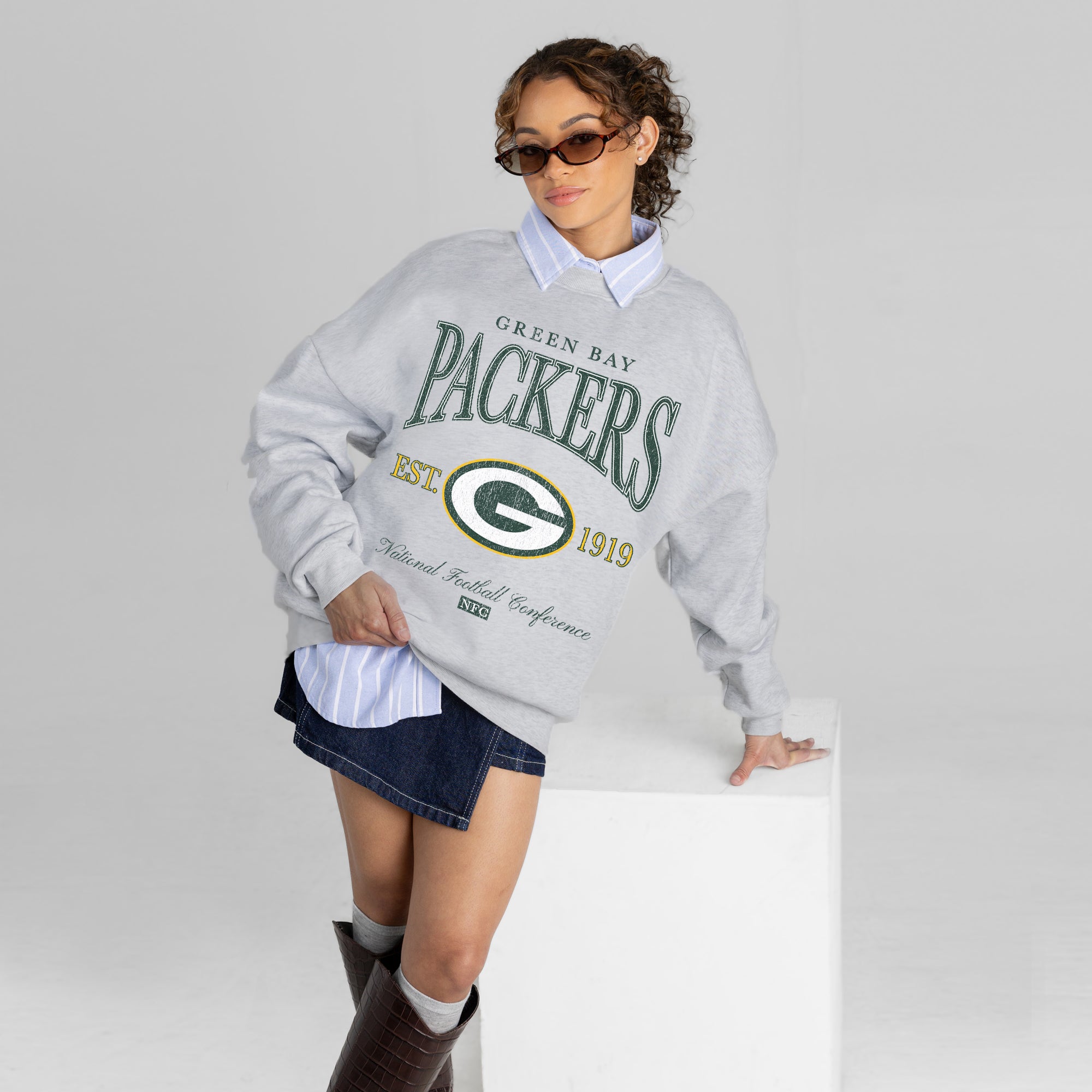 GREEN BAY PACKERS INSTANT CLASSIC PREMIUM FLEECE DROP SHOULDER CREWNECK PULLOVER