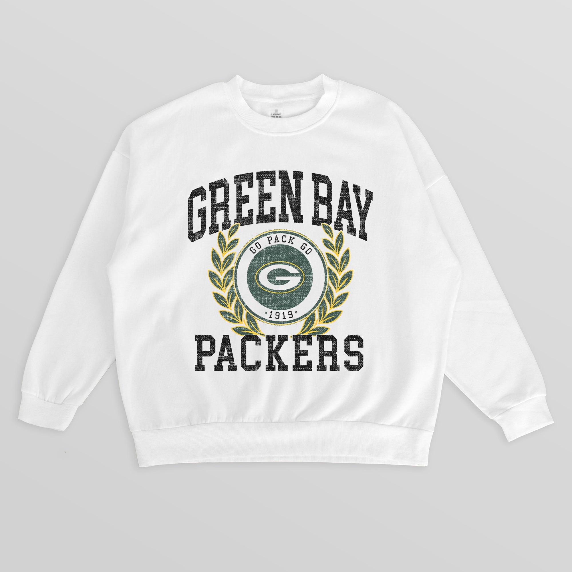 GREEN BAY PACKERS GOLD STANDARD PREMIUM FLEECE DROP SHOULDER CREWNECK PULLOVER