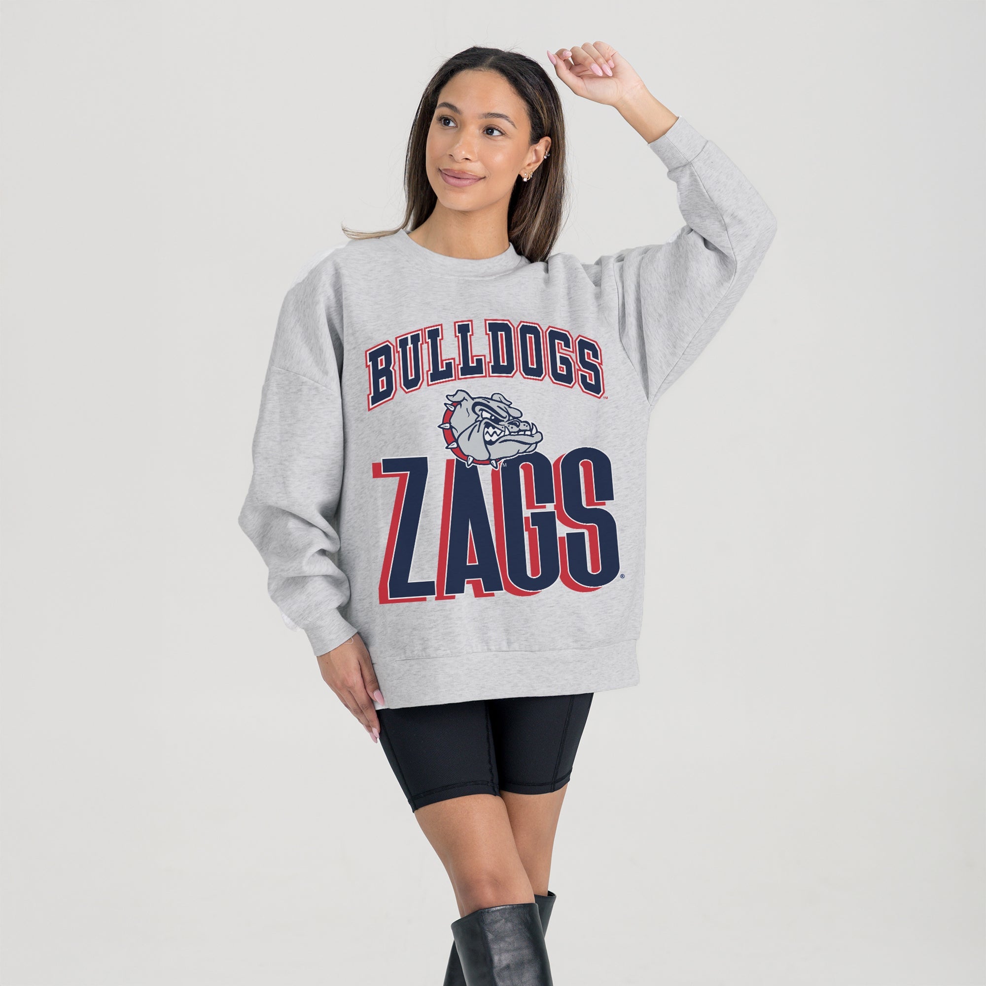 GONZAGA BULLDOGS FIERCE FOCUS PREMIUM FLEECE DROP SHOULDER CREWNECK PULLOVER