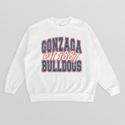 GONZAGA BULLDOGS FADED FORMATION PREMIUM FLEECE DROP SHOULDER CREWNECK PULLOVER