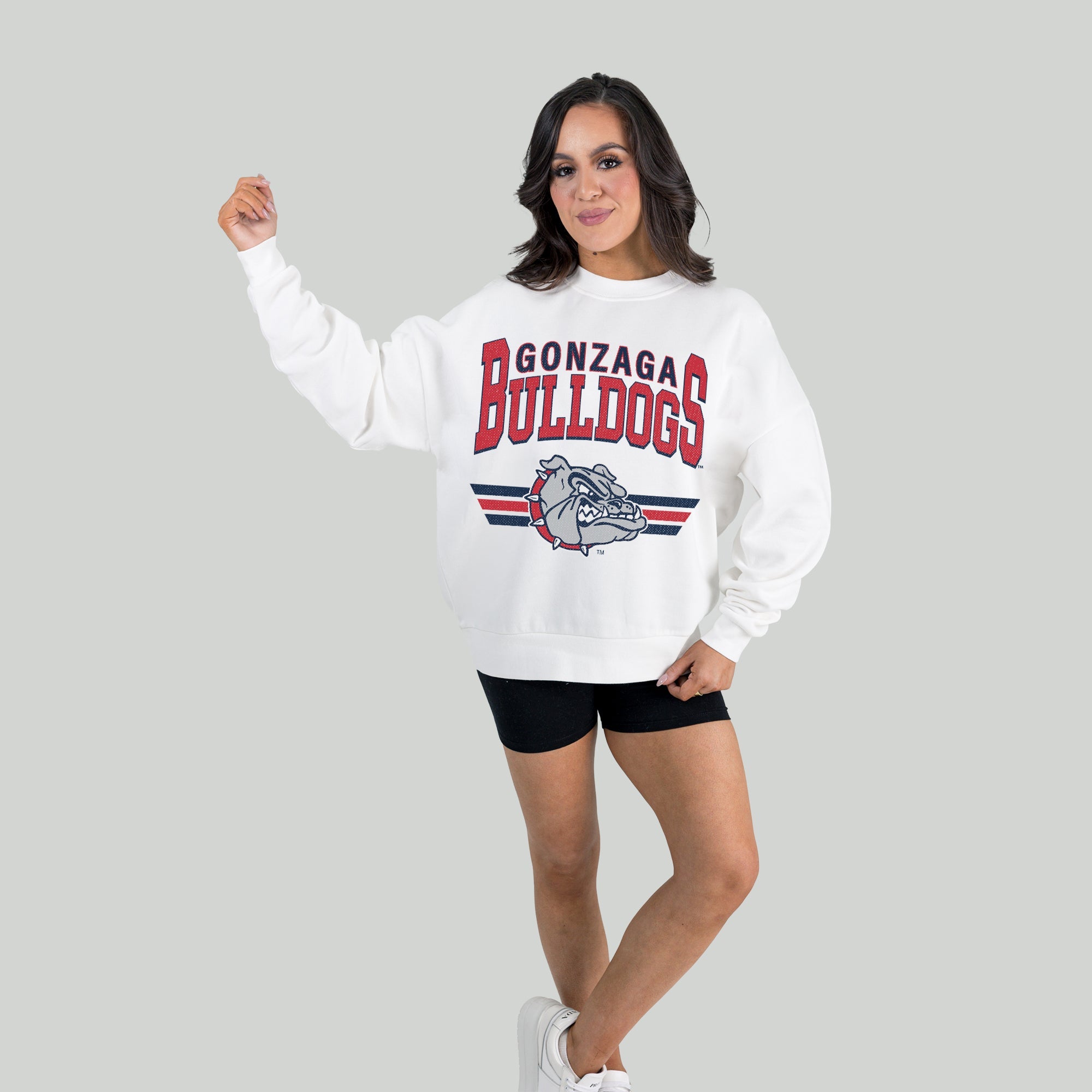 GONZAGA BULLDOGS SWIFT STRIKE PREMIUM FLEECE DROP SHOULDER CREWNECK PULLOVER