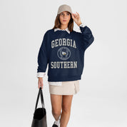 GEORGIA SOUTHERN EAGLES PRIME PLAY PREMIUM FLEECE DROP SHOULDER CREWNECK PULLOVER