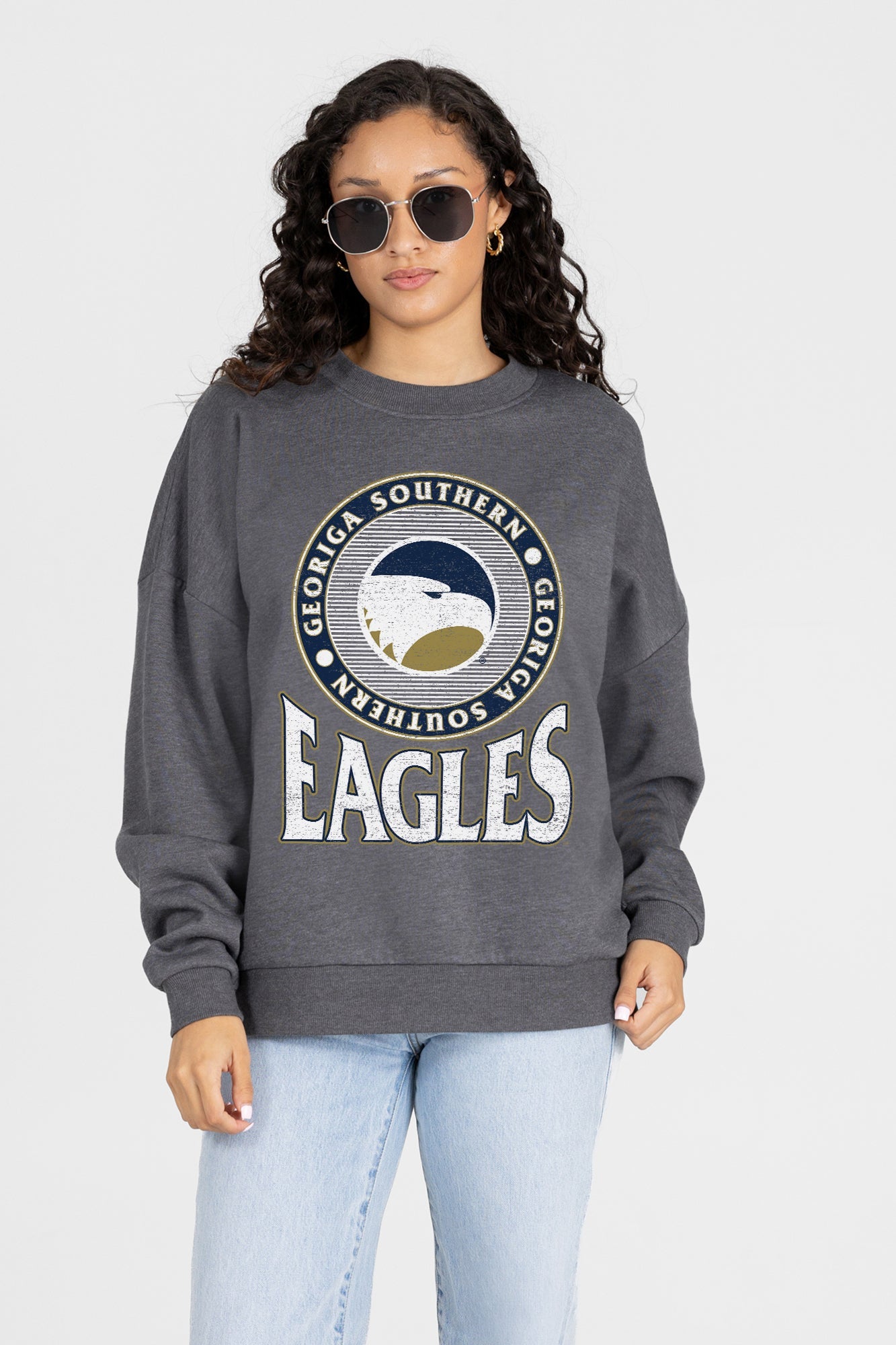 GEORGIA SOUTHERN EAGLES SATURDAY SEAL PREMIUM FLEECE DROP SHOULDER CREWNECK PULLOVER