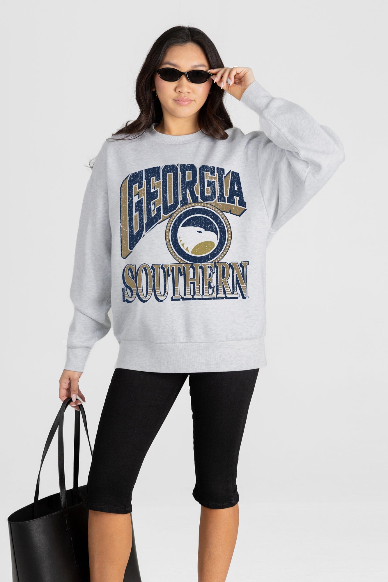 GEORGIA SOUTHERN EAGLES GAME ON PREMIUM FLEECE DROP SHOULDER CREWNECK PULLOVER