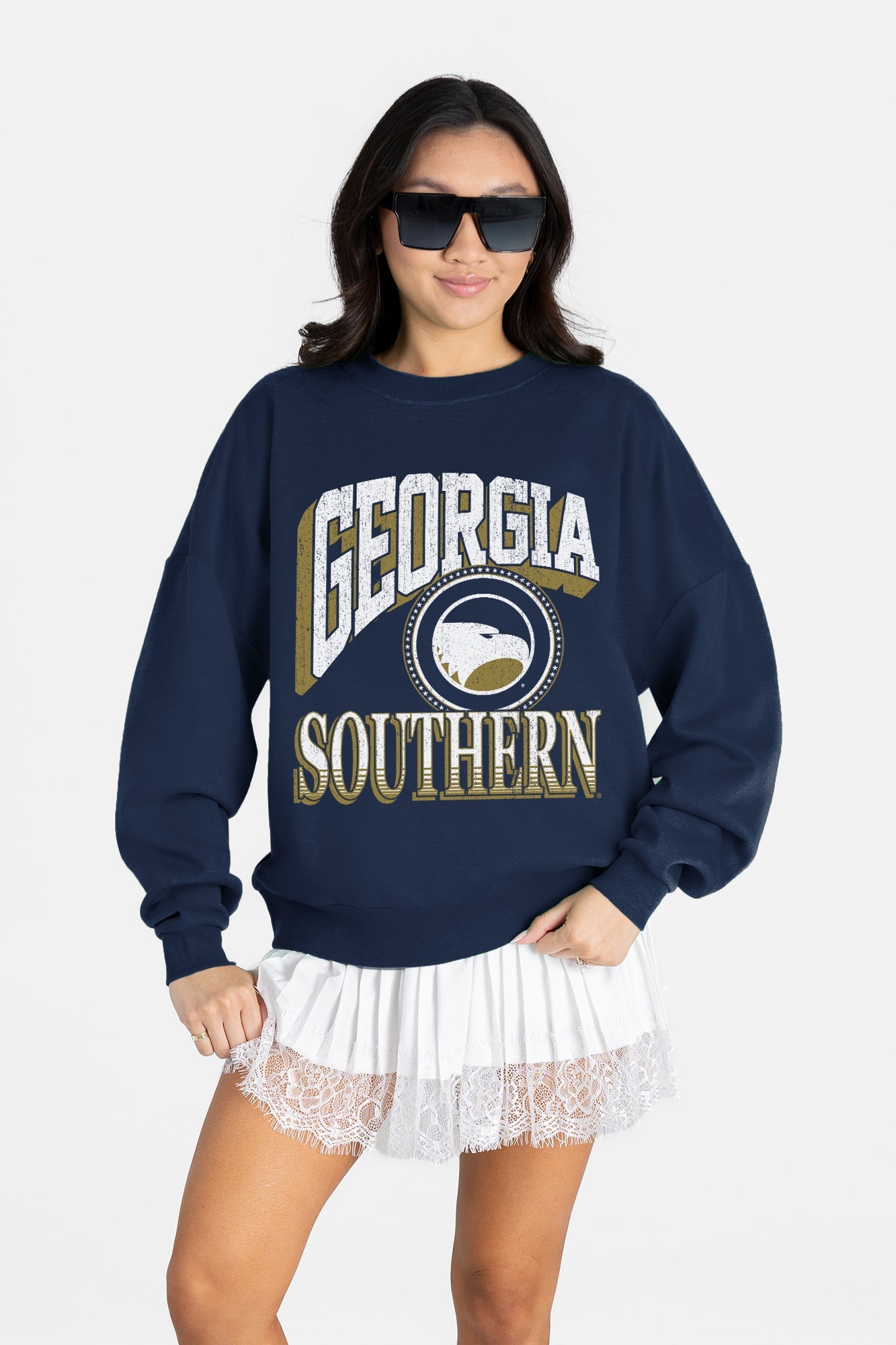 GEORGIA SOUTHERN EAGLES MAIN CHARACTER PREMIUM FLEECE DROP SHOULDER CREWNECK PULLOVER