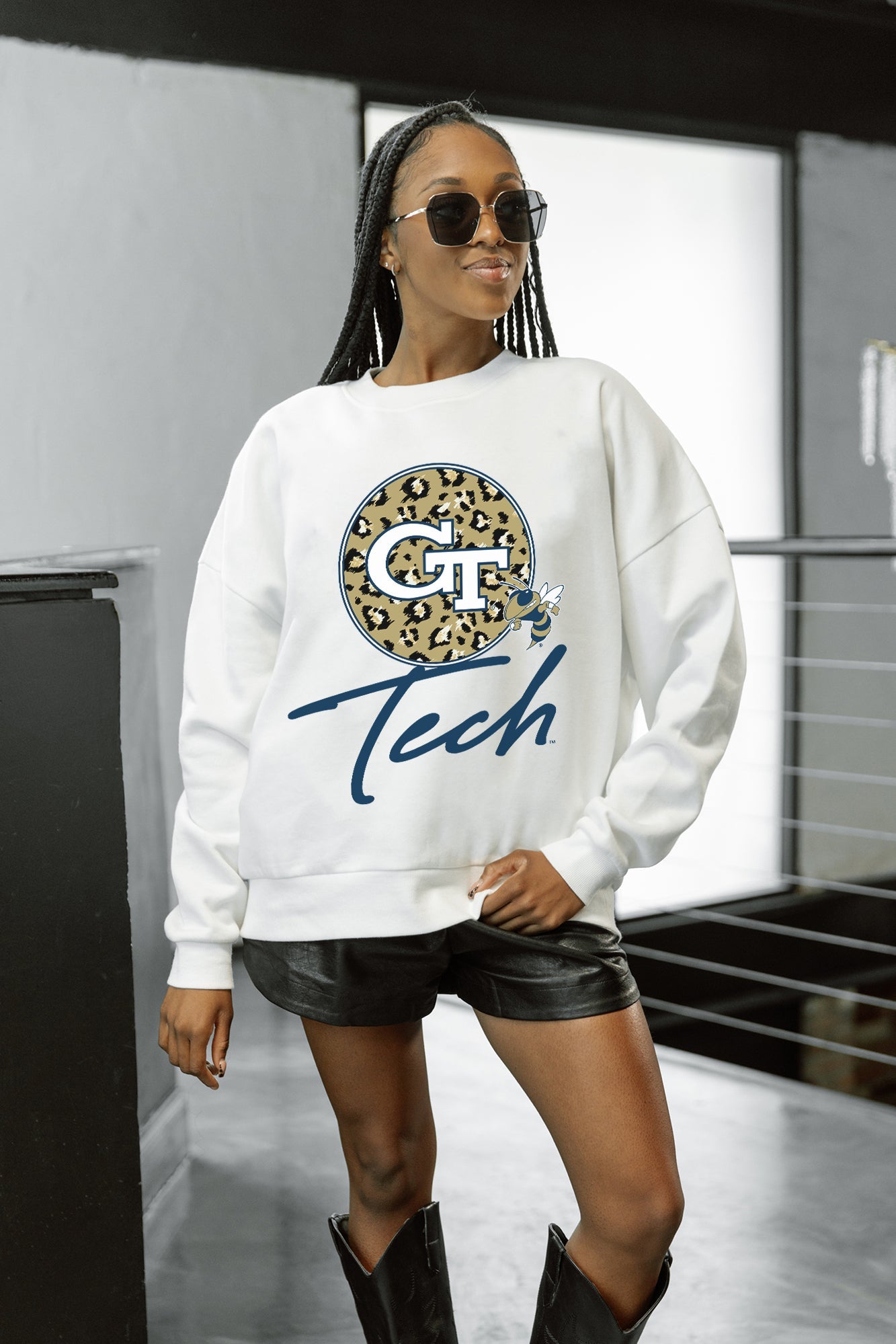 GEORGIA TECH YELLOW JACKETS WILD BREAKTHROUGH PREMIUM FLEECE CREWNECK PULLOVER