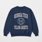 GEORGIA TECH YELLOW JACKETS PRIME PLAY PREMIUM FLEECE DROP SHOULDER CREWNECK PULLOVER