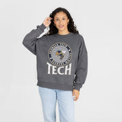 GEORGIA TECH YELLOW JACKETS SATURDAY SEAL PREMIUM FLEECE DROP SHOULDER CREWNECK PULLOVER