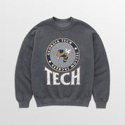 GEORGIA TECH YELLOW JACKETS SATURDAY SEAL PREMIUM FLEECE DROP SHOULDER CREWNECK PULLOVER