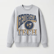 GEORGIA TECH YELLOW JACKETS GAME ON PREMIUM FLEECE DROP SHOULDER CREWNECK PULLOVER