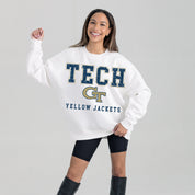 GEORGIA TECH YELLOW JACKETS FREESTYLE PREMIUM FLEECE CREWNECK PULLOVER