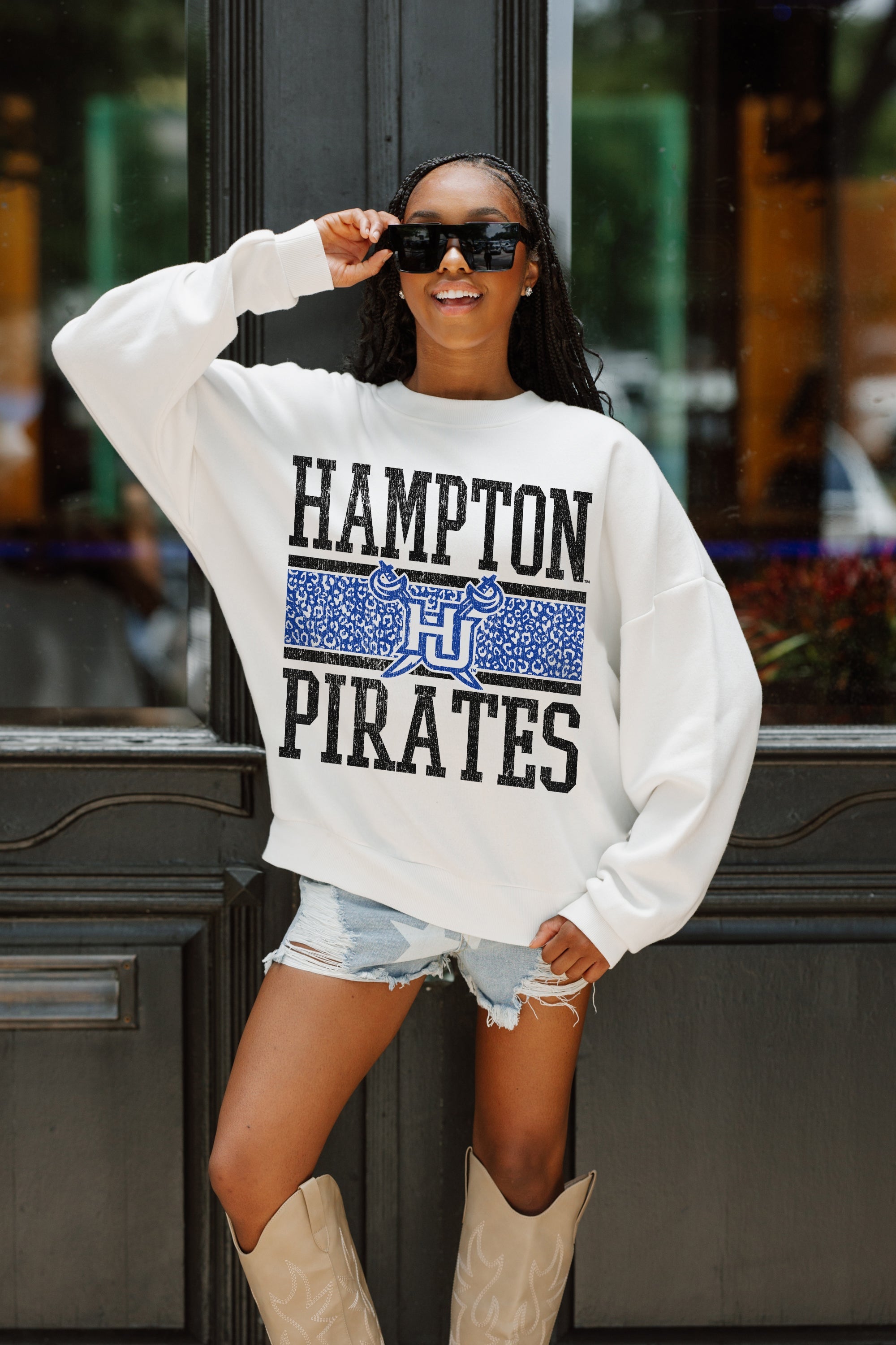 HAMPTON PIRATES FAIR CATCH PREMIUM FLEECE DROP SHOULDER CREWNECK PULLOVER