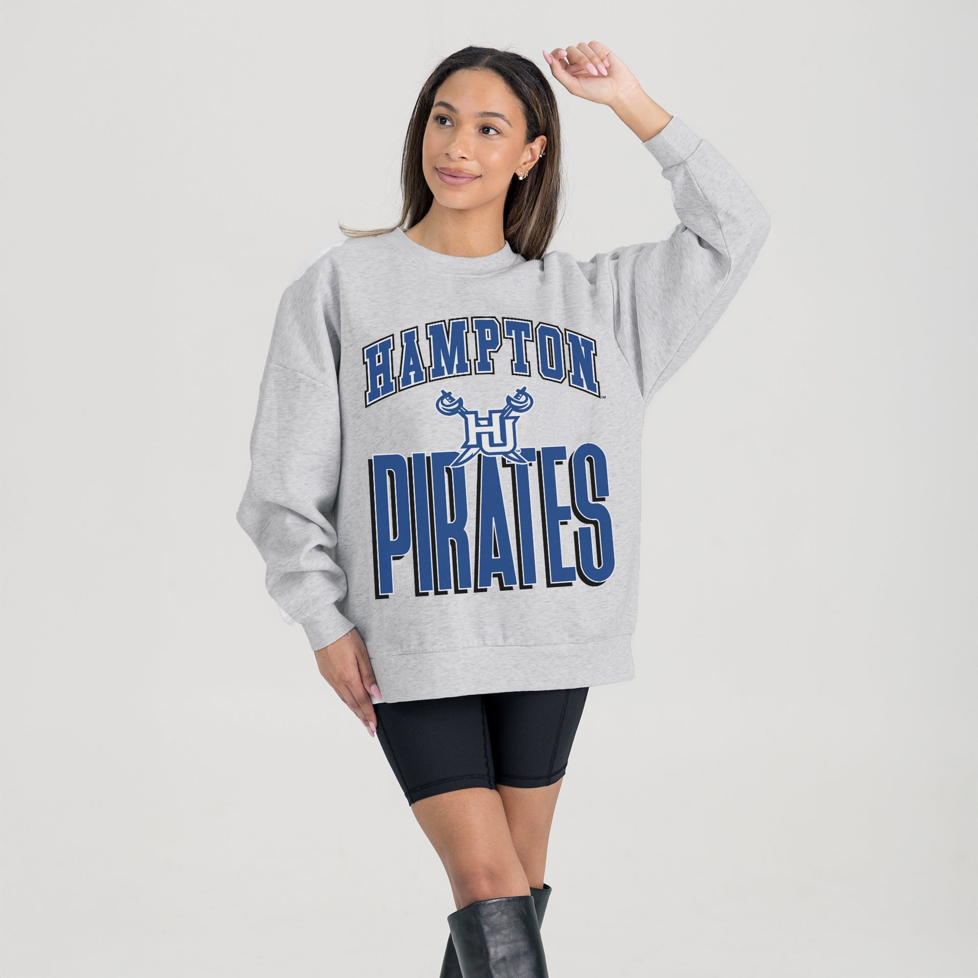 HAMPTON PIRATES FIERCE FOCUS PREMIUM FLEECE DROP SHOULDER CREWNECK PULLOVER