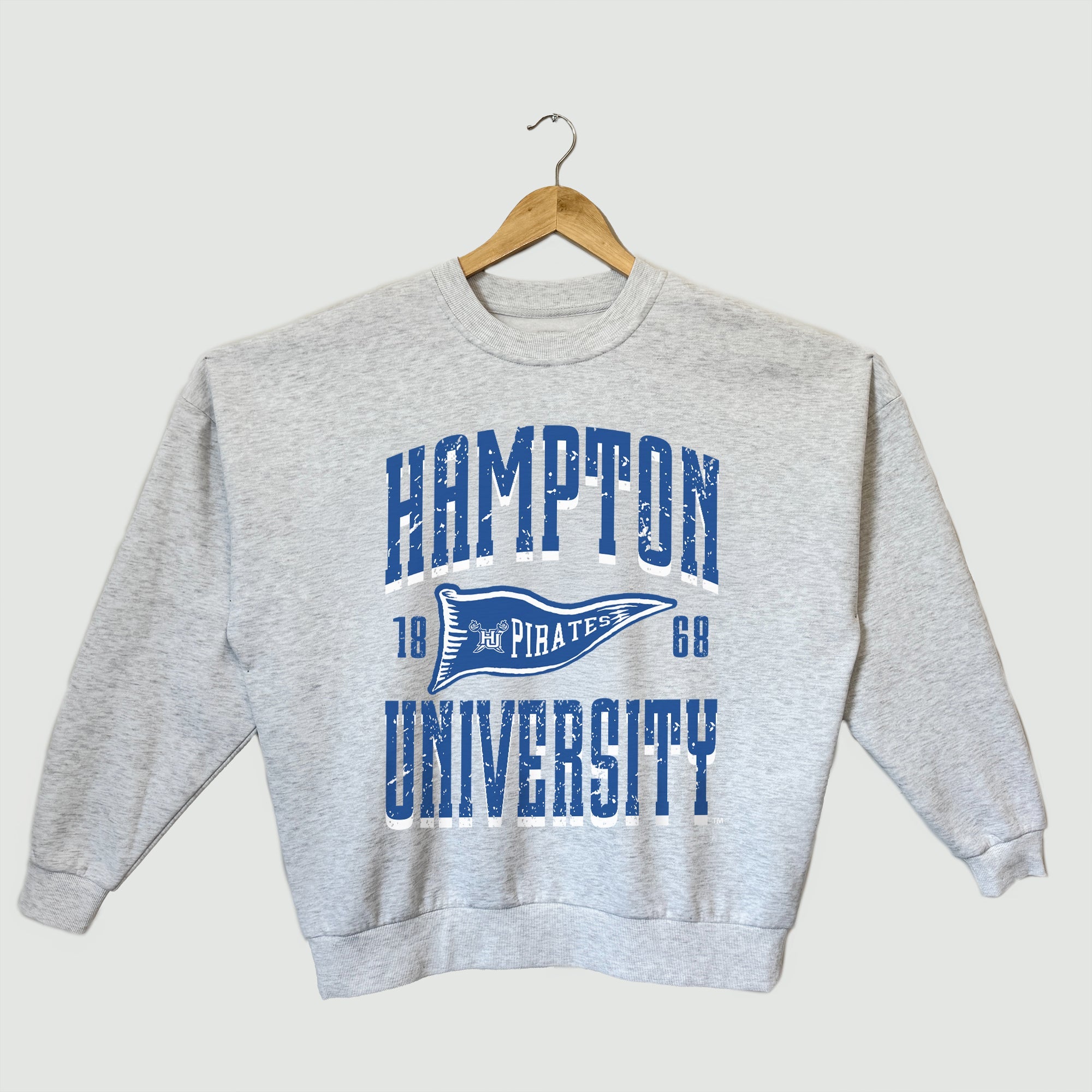 HAMPTON PIRATES PENNANT PRIDE PREMIUM FLEECE DROP SHOULDER CREWNECK PULLOVER