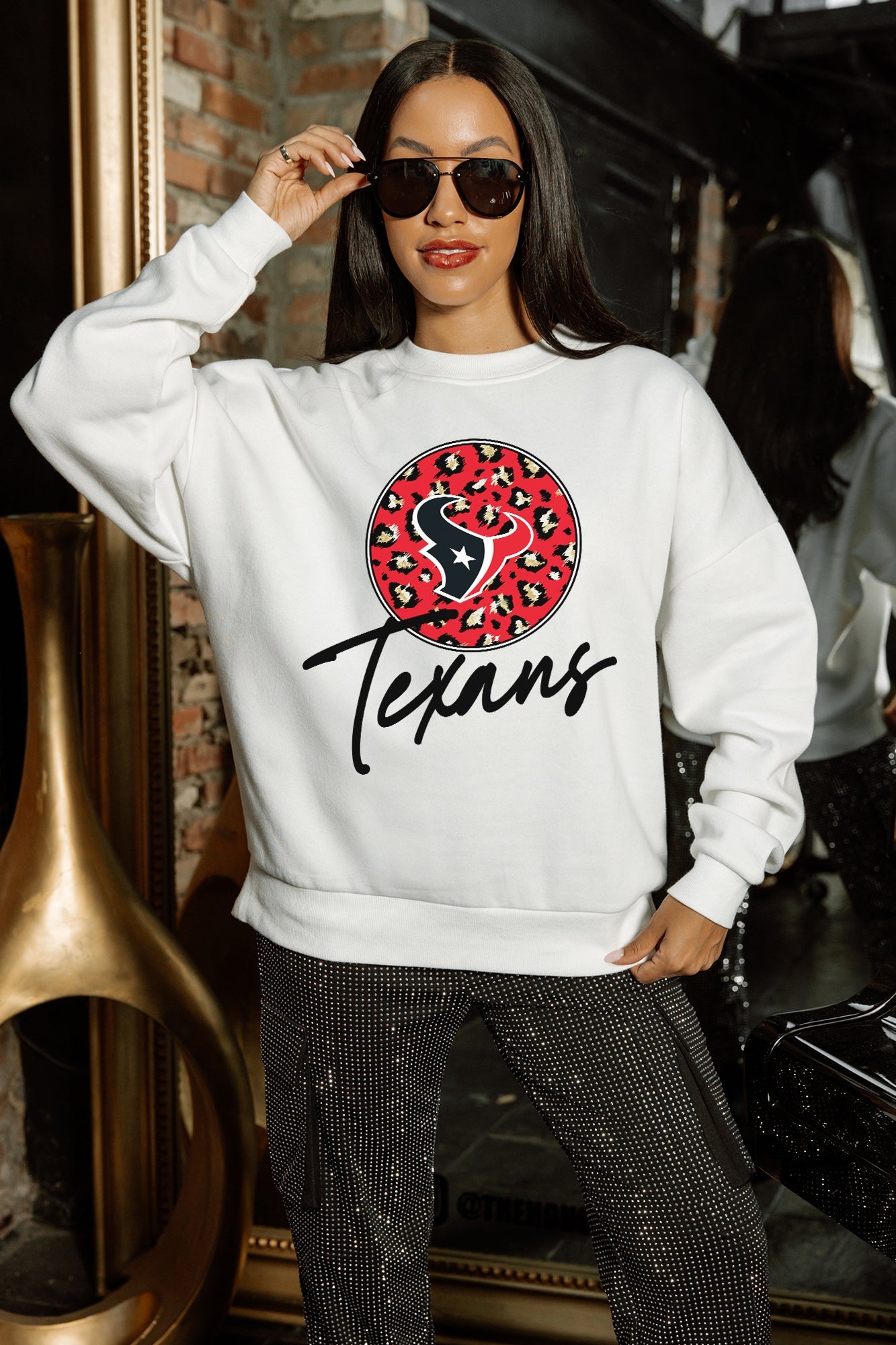 HOUSTON TEXANS WILD BREAKTHROUGH PREMIUM FLEECE CREWNECK PULLOVER