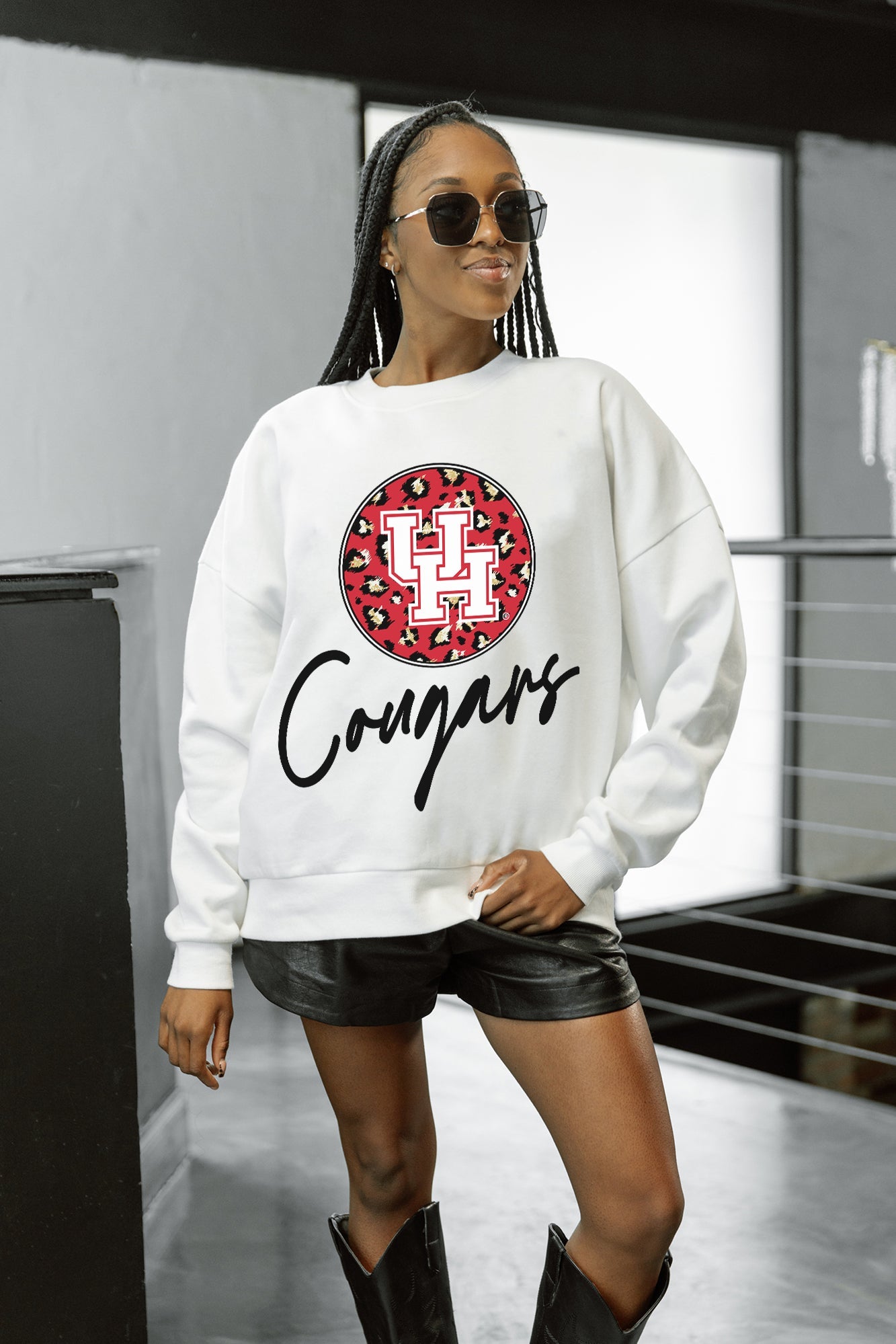 HOUSTON COUGARS WILD BREAKTHROUGH PREMIUM FLEECE CREWNECK PULLOVER