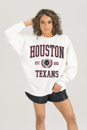 HOUSTON TEXANS TIMELESS TRIUMPH PREMIUM FLEECE DROP SHOULDER CREWNECK PULLOVER