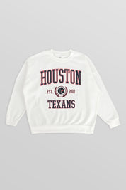 HOUSTON TEXANS TIMELESS TRIUMPH PREMIUM FLEECE DROP SHOULDER CREWNECK PULLOVER