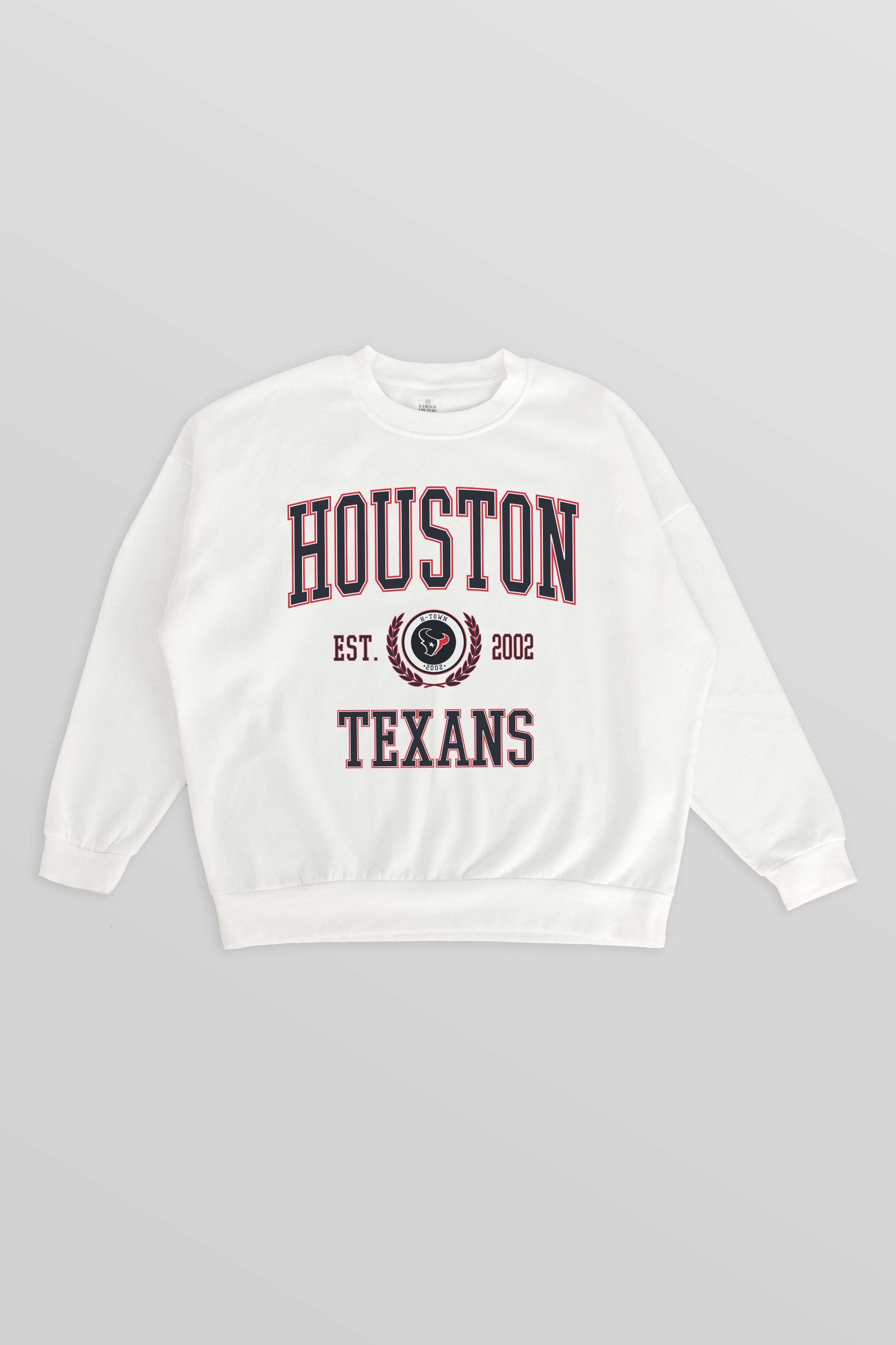 HOUSTON TEXANS TIMELESS TRIUMPH PREMIUM FLEECE DROP SHOULDER CREWNECK PULLOVER