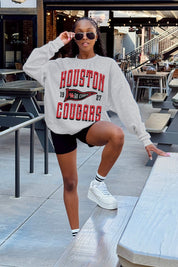 HOUSTON COUGARS PENNANT PRIDE PREMIUM FLEECE DROP SHOULDER CREWNECK PULLOVER