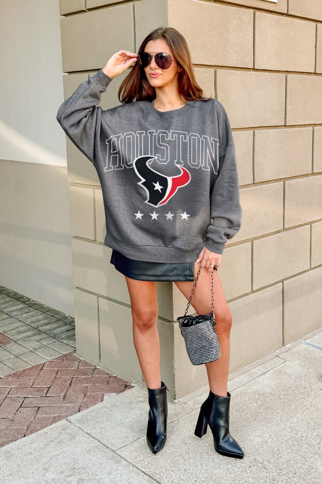 HOUSTON TEXANS RISING STAR PREMIUM FLEECE CREWNECK PULLOVER